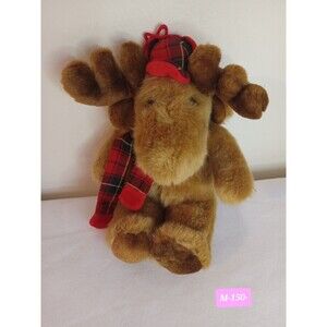 Vintage 1997 Winter Season Moose Beige Plush Toy, Soft Stuffed Animal Toy 14" IN